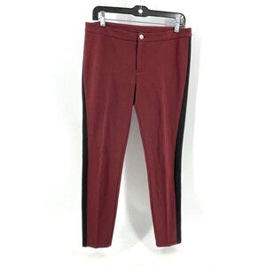 INC Women's Burgundy Black Side Stripe Ankle Stretch Pants Size 8